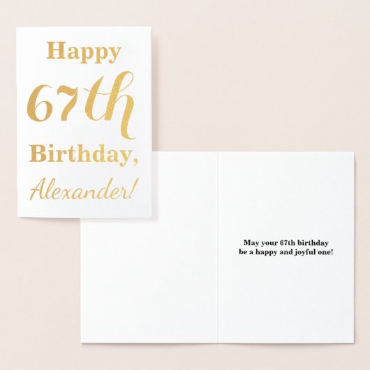 Simple Gold Foil "HAPPY 67th BIRTHDAY" + naam Folie Kaarten (Display)