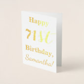 Simple Gold Foil "HAPPY 71st BIRTHDAY" + naam Folie Kaarten (Voorkant)