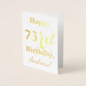 Simple Gold Foil "HAPPY 73rd BIRTHDAY" + naam Folie Kaarten (Voorkant)