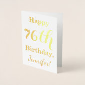 Simple Gold Foil "HAPPY 76th BIRTHDAY" + naam Folie Kaarten (Voorkant)