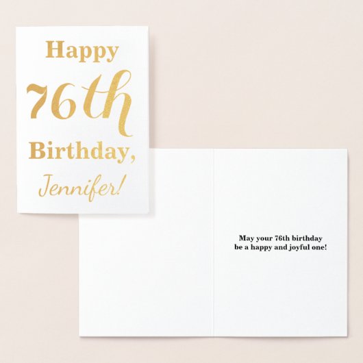 Simple Gold Foil "HAPPY 76th BIRTHDAY" + naam Folie Kaarten (Display)