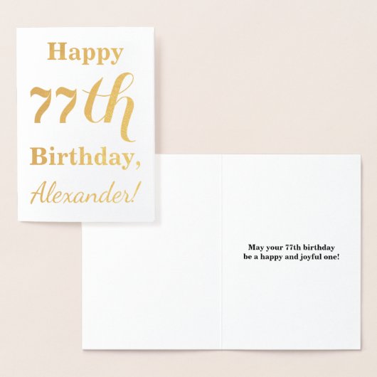 Simple Gold Foil "HAPPY 77th BIRTHDAY" + naam Folie Kaarten (Display)