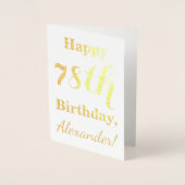 Simple Gold Foil "HAPPY 78th BIRTHDAY" + naam Folie Kaarten (Voorkant)