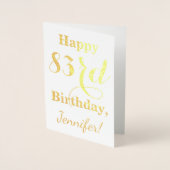 Simple Gold Foil "HAPPY 83rd BIRTHDAY" + naam Folie Kaarten (Voorkant)
