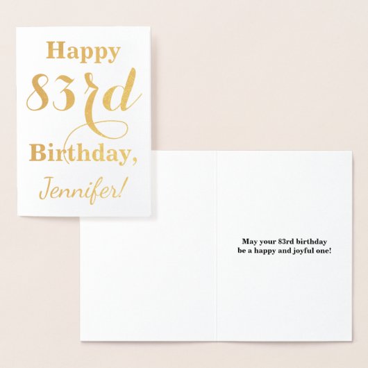 Simple Gold Foil "HAPPY 83rd BIRTHDAY" + naam Folie Kaarten (Display)