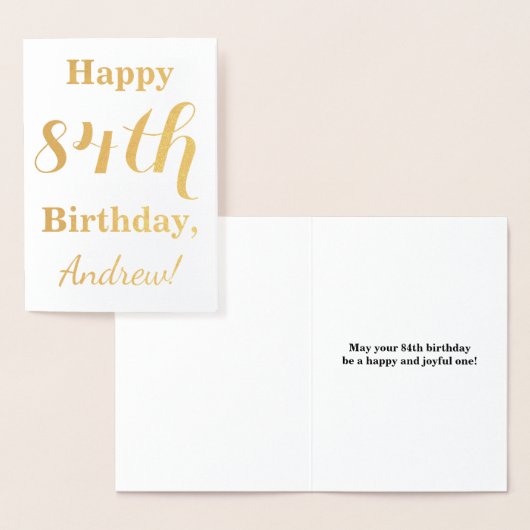 Simple Gold Foil "HAPPY 84th BIRTHDAY" + naam Folie Kaarten (Display)