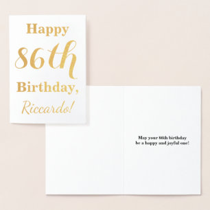 Simple Gold Foil "HAPPY 86th BIRTHDAY" + naam Folie Kaarten