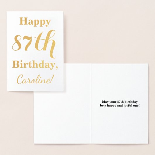 Simple Gold Foil "HAPPY 87th BIRTHDAY" + naam Folie Kaarten (Display)