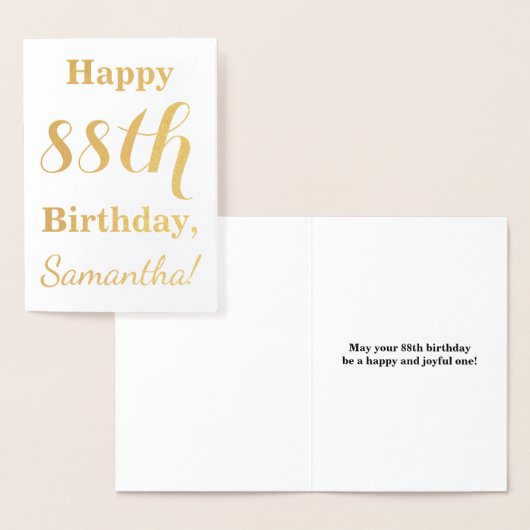 Simple Gold Foil "HAPPY 88th BIRTHDAY" + naam Folie Kaarten (Display)