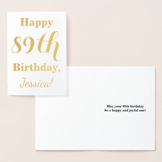 Simple Gold Foil "HAPPY 89th BIRTHDAY" + naam Folie Kaarten (Display)