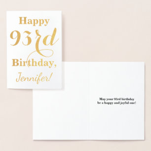 Simple Gold Foil "HAPPY 93rd BIRTHDAY" + naam Folie Kaarten