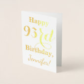 Simple Gold Foil "HAPPY 93rd BIRTHDAY" + naam Folie Kaarten (Voorkant)