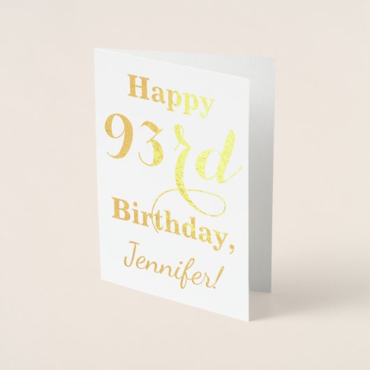 Simple Gold Foil "HAPPY 93rd BIRTHDAY" + naam Folie Kaarten (Voorkant)