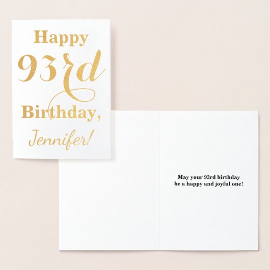 Simple Gold Foil "HAPPY 93rd BIRTHDAY" + naam Folie Kaarten (Display)