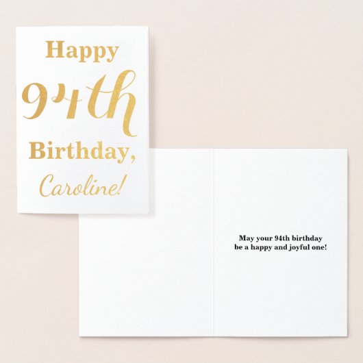 Simple Gold Foil "HAPPY 94th BIRTHDAY" + naam Folie Kaarten (Display)