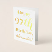 Simple Gold Foil "HAPPY 97th BIRTHDAY" + naam Folie Kaarten (Voorkant)