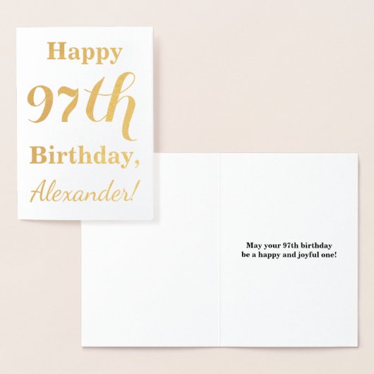 Simple Gold Foil "HAPPY 97th BIRTHDAY" + naam Folie Kaarten (Display)