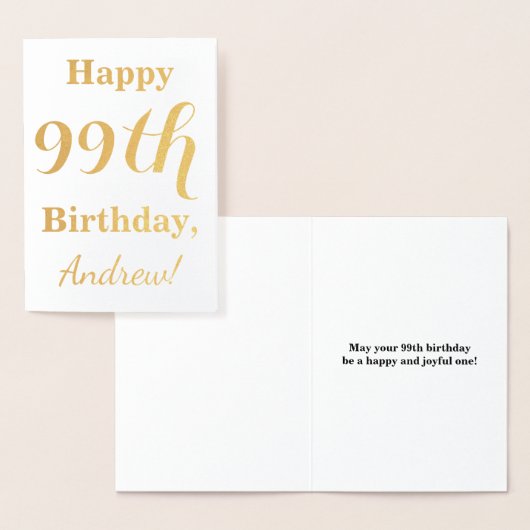 Simple Gold Foil "HAPPY 99th BIRTHDAY" + naam Folie Kaarten (Display)