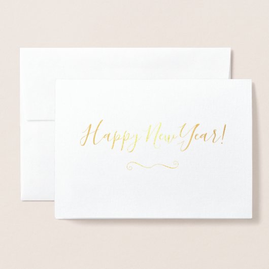 Simple Gold Foil Happy New Year Cards Folie Kaarten (Voorkant met envelop)