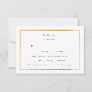 Simple Gold Foil Lijst bruiloft rsvp Kaartje
