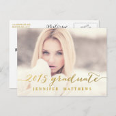 Simple Gold Glam | Uitnodiging voor afstudeerfeest (Voorkant / Achterkant)