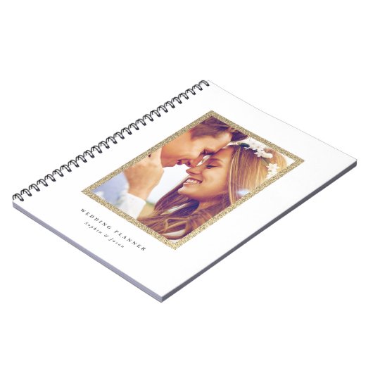 Simple Gold Glitter Lijst Photo Weddenschap Notitieboek (Linkerzijde)