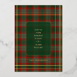 Simple gold Holiday Buffalo Plaid Christmas Folie Feestdagenkaart