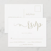 Simple Gold Lettering Wedding RSVP Kaart Briefkaar (Voorkant / Achterkant)