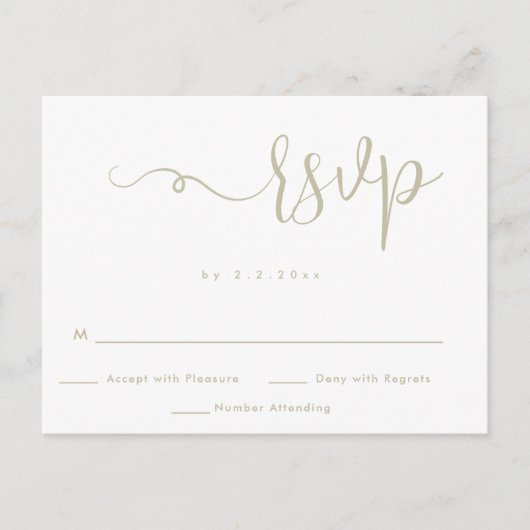 Simple Gold Lettering Wedding RSVP Kaart Briefkaar (Voorkant)