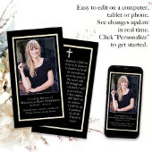 Simple Gold Lijst Cross Memorial Prayer Kaart