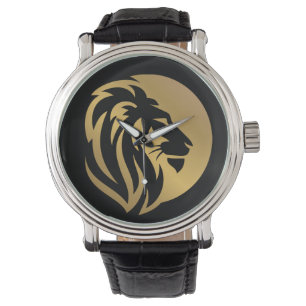Simple Gold Lion Leo-Logo Horloge