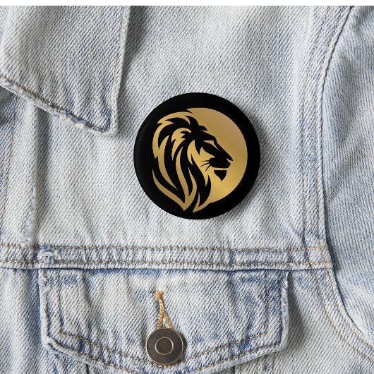 Simple Gold Lion Leo-Logo Ronde Button 5,7 Cm