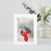 Simple Gold Merry-kerstfoto White Briefkaart (Staand voorkant)