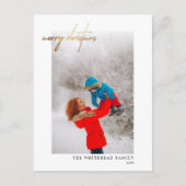 Simple Gold Merry-kerstfoto White Briefkaart (Voorkant)