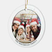 Simple Gold Merry-kerstfoto White Keramisch Ornament (Links)