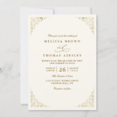 Simple Gold Minimalis Elegant Chic QR Code Wedding Kaart (Voorkant)
