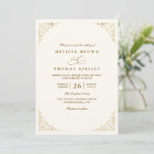 Simple Gold Minimalis Elegant Chic QR Code Wedding Kaart (Staand voorkant)