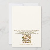 Simple Gold Minimalis Elegant Chic QR Code Wedding Kaart (Achterkant)