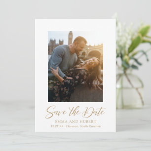 Simple Gold Minimalist Modern Elegant Wedding Save The Date