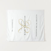 Simple Gold Monogram Wedding Welcome Sign Wandkleed (Voorkant (horizontaal))