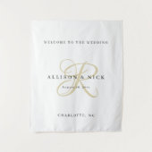Simple Gold Monogram Wedding Welcome Sign Wandkleed (Voorkant)