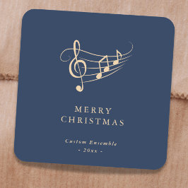 Simple Gold Music Notes Christmas Green Vierkante Sticker
