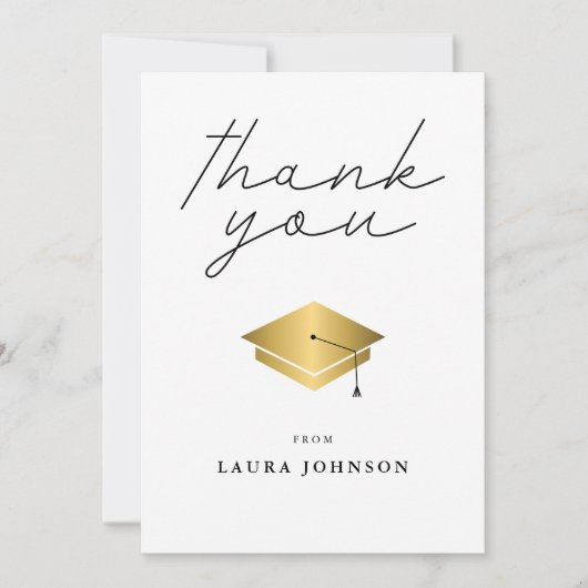 Simple Gold Pet Afstuderen Foto Bedankkaart (Voorkant)