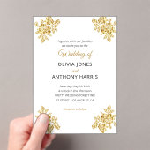 Simple Gold Roses Elegant Modern Floral Wedding  Acryl Uitnodigingen (Insitu (Draagbaar))