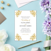 Simple Gold Roses Elegant Modern Floral Wedding  Acryl Uitnodigingen (Insitu (Huwelijk))