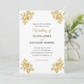 Simple Gold Roses Elegant Modern Floral Wedding  Kaart (Staand voorkant)