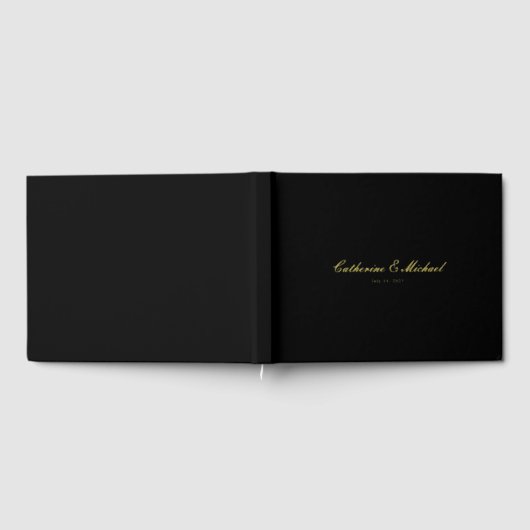 Simple Gold Script Black Wedding Guest Book Gastenboek (Volledig)