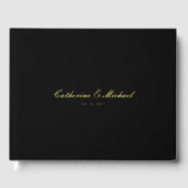 Simple Gold Script Black Wedding Guest Book Gastenboek (Voorkant)