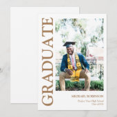 Simple Gold Script Custom Photo Graduation Aankondiging (Voorkant / Achterkant)