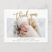 Simple Gold Script Foto Baby Dank u Briefkaart (Voorkant)